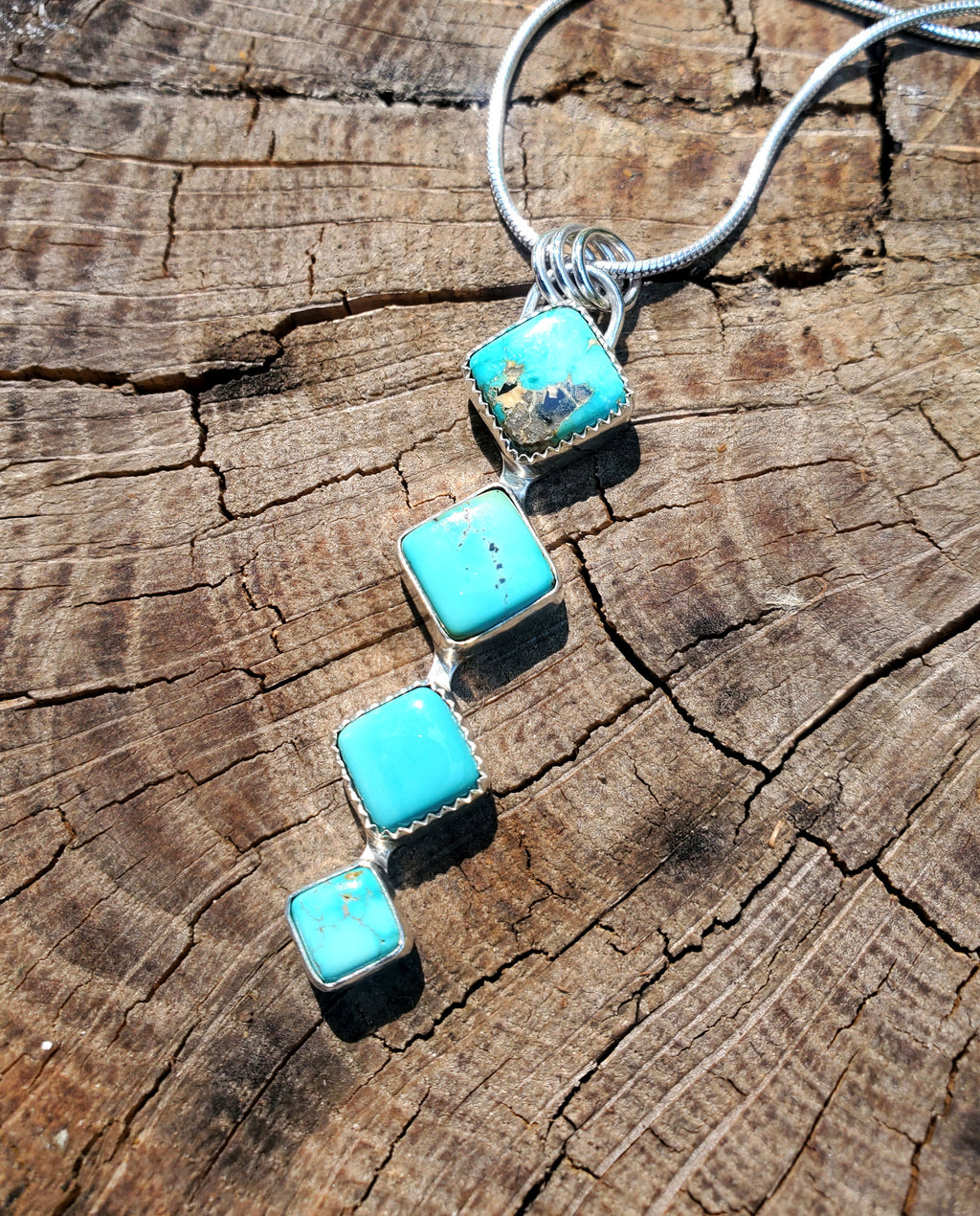 Iron Maiden Turquoise Statement Pendant Necklace in Solid Sterling Silver