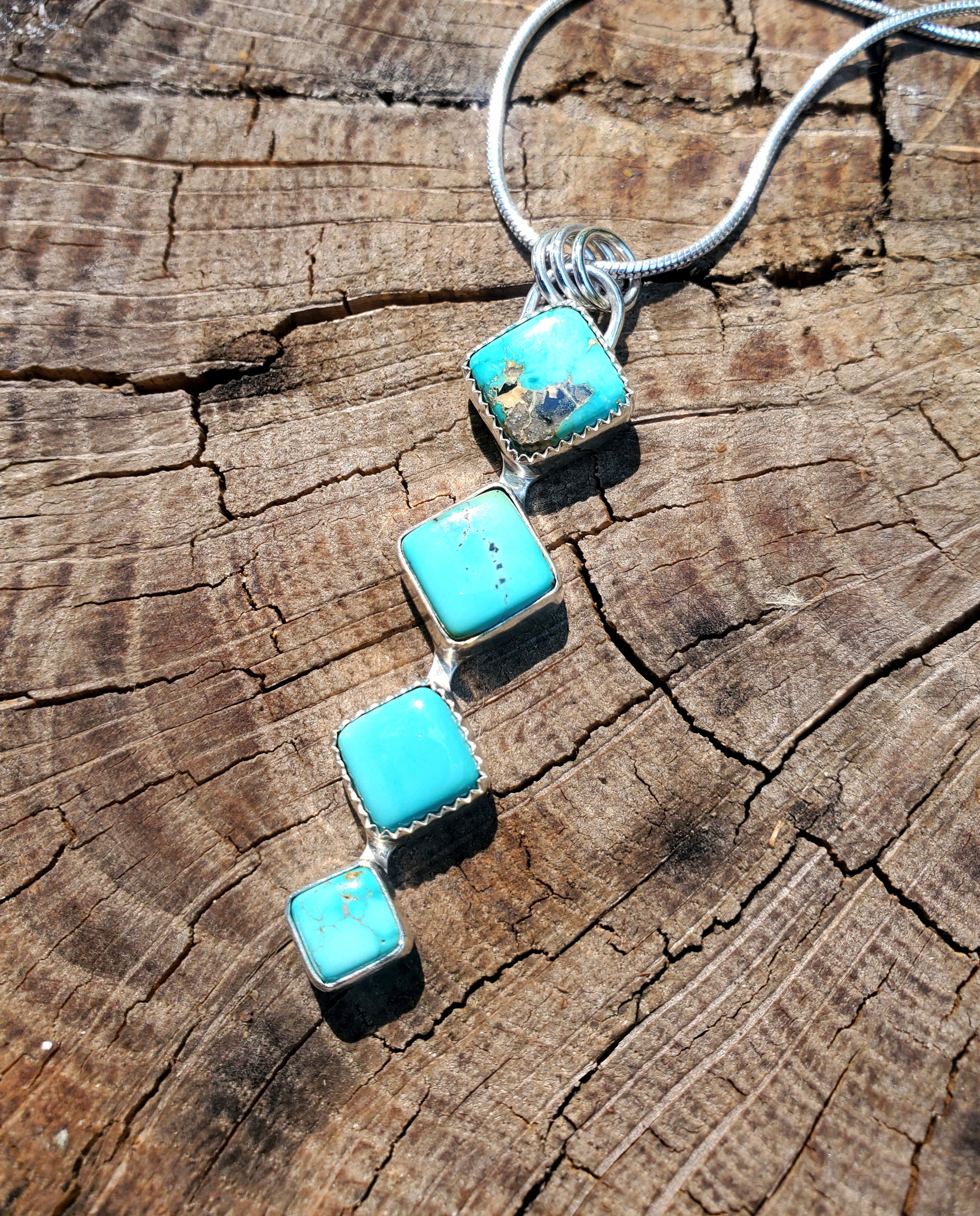 Iron Maiden Turquoise Statement Pendant Necklace in Solid Sterling Silver