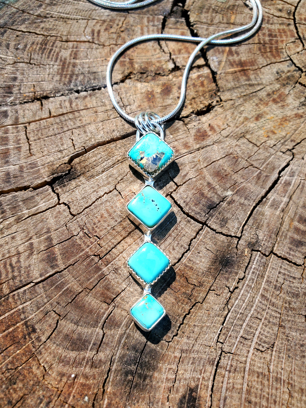 Iron Maiden Turquoise Statement Pendant Necklace in Solid Sterling Silver