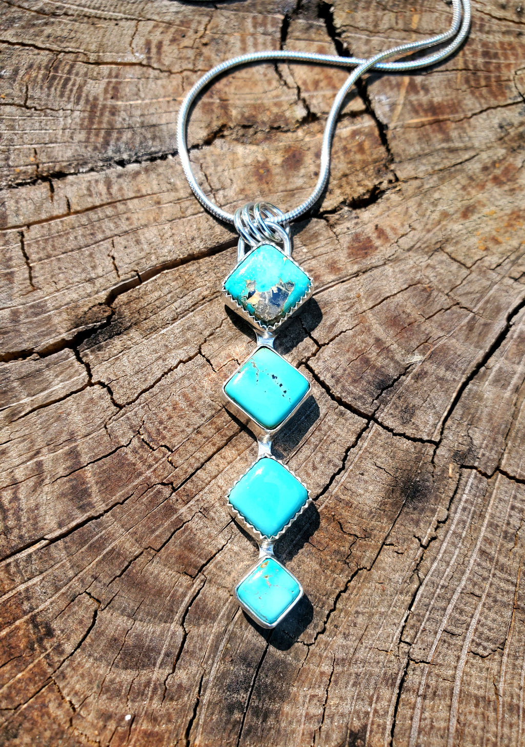 Iron Maiden Turquoise Statement Pendant Necklace in Solid Sterling Silver