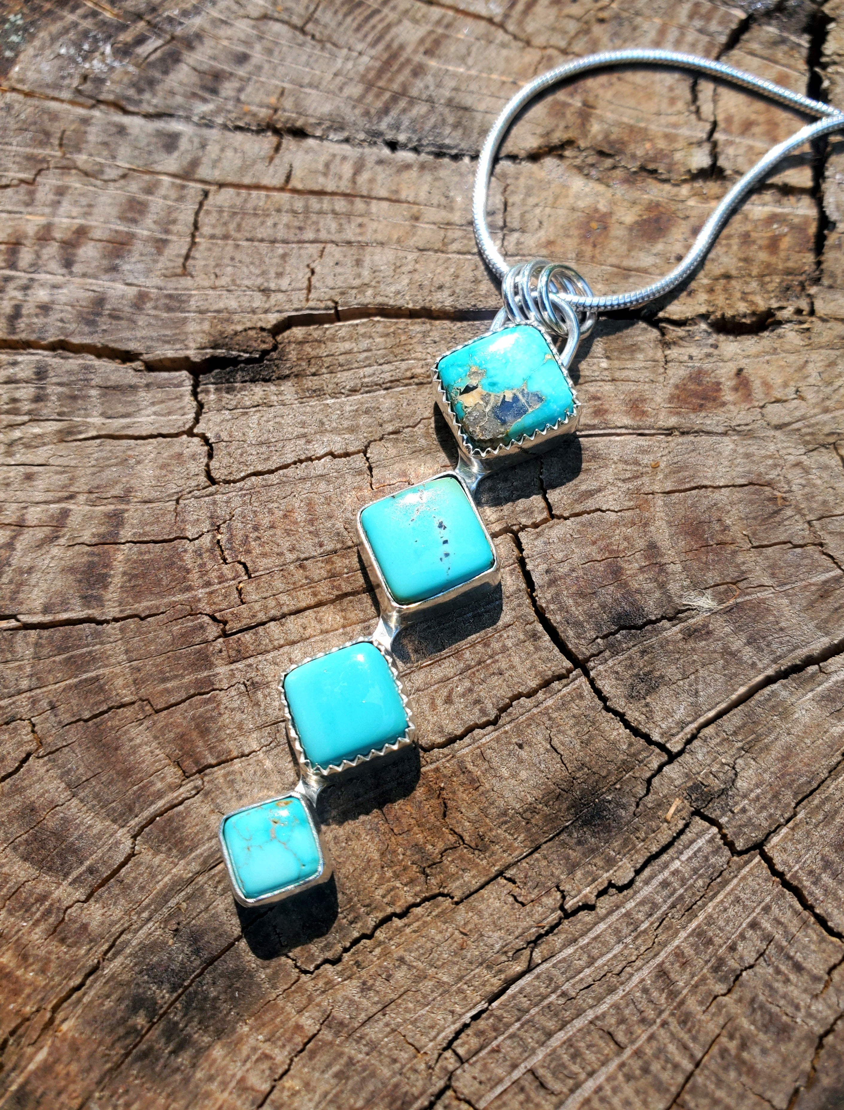 Iron Maiden Turquoise Statement Pendant Necklace in Solid Sterling Silver