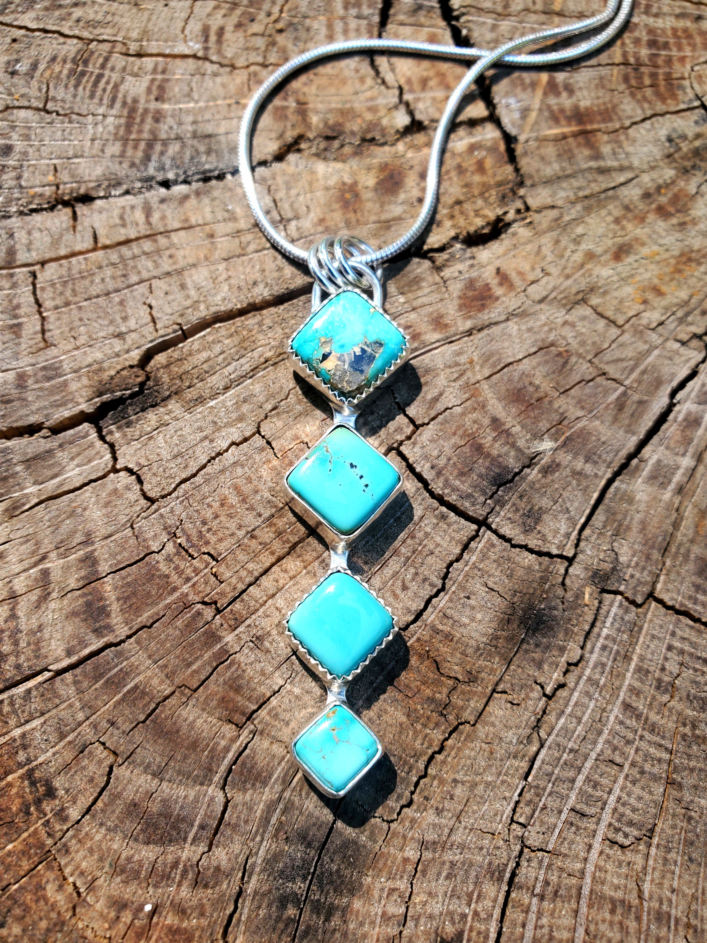 Iron Maiden Turquoise Statement Pendant Necklace in Solid Sterling Silver