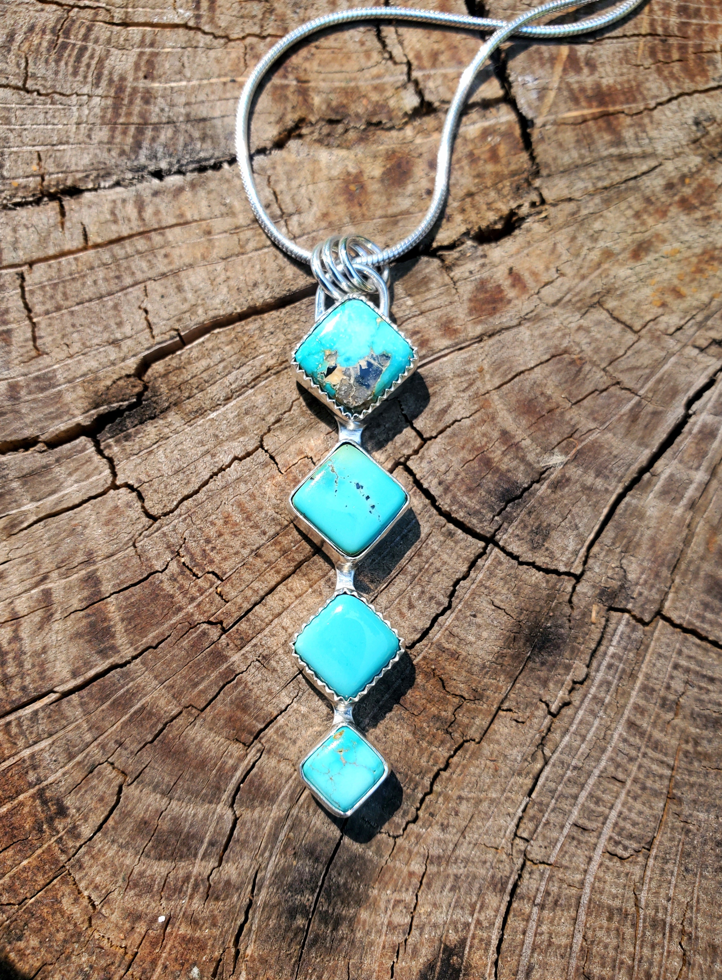 Iron Maiden Turquoise Statement Pendant Necklace in Solid Sterling Silver