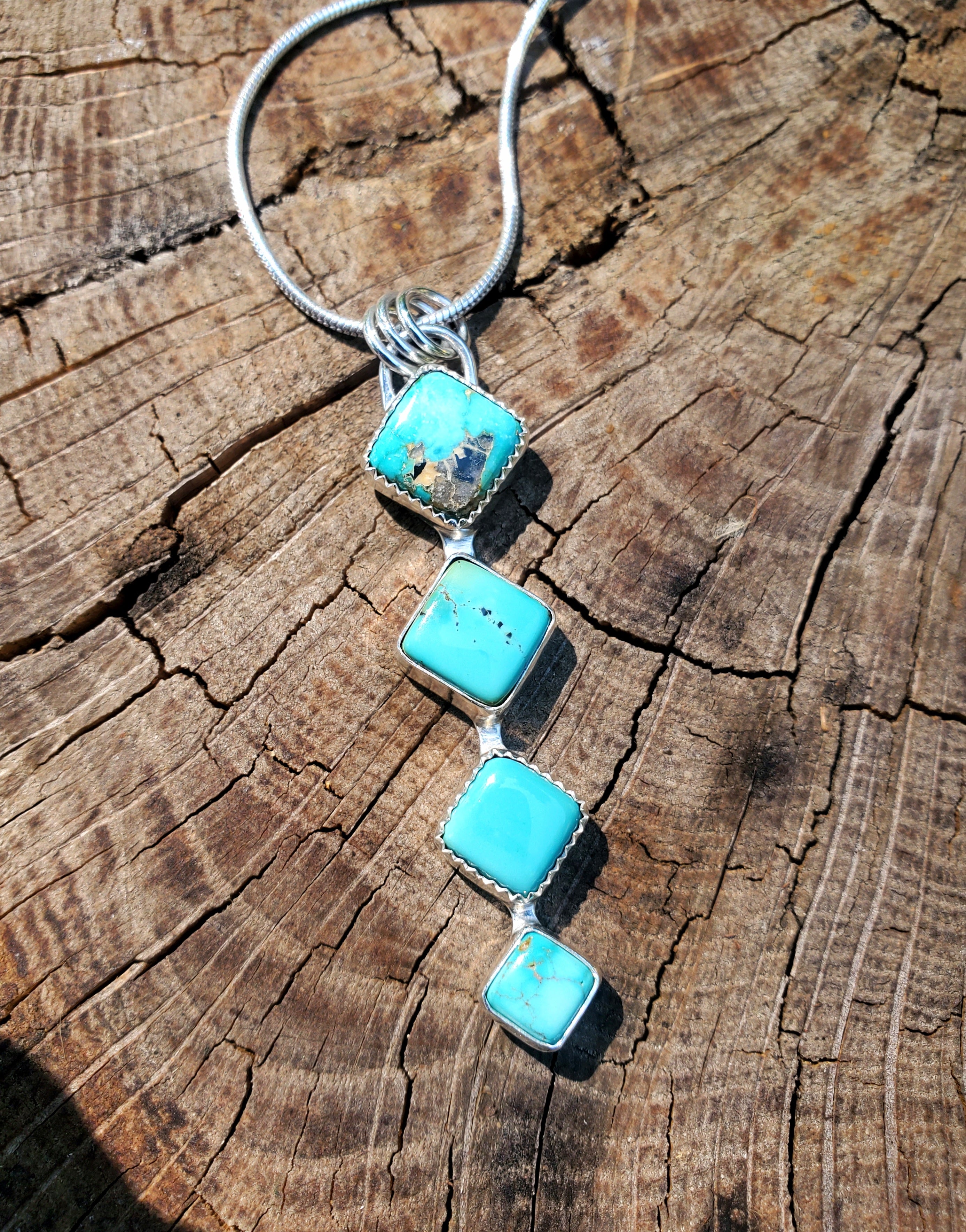 Iron Maiden Turquoise Statement Pendant Necklace in Solid Sterling Silver