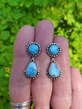 Golden Hills Turquoise Dangle Drop Earrings in Solid Sterling Silver
