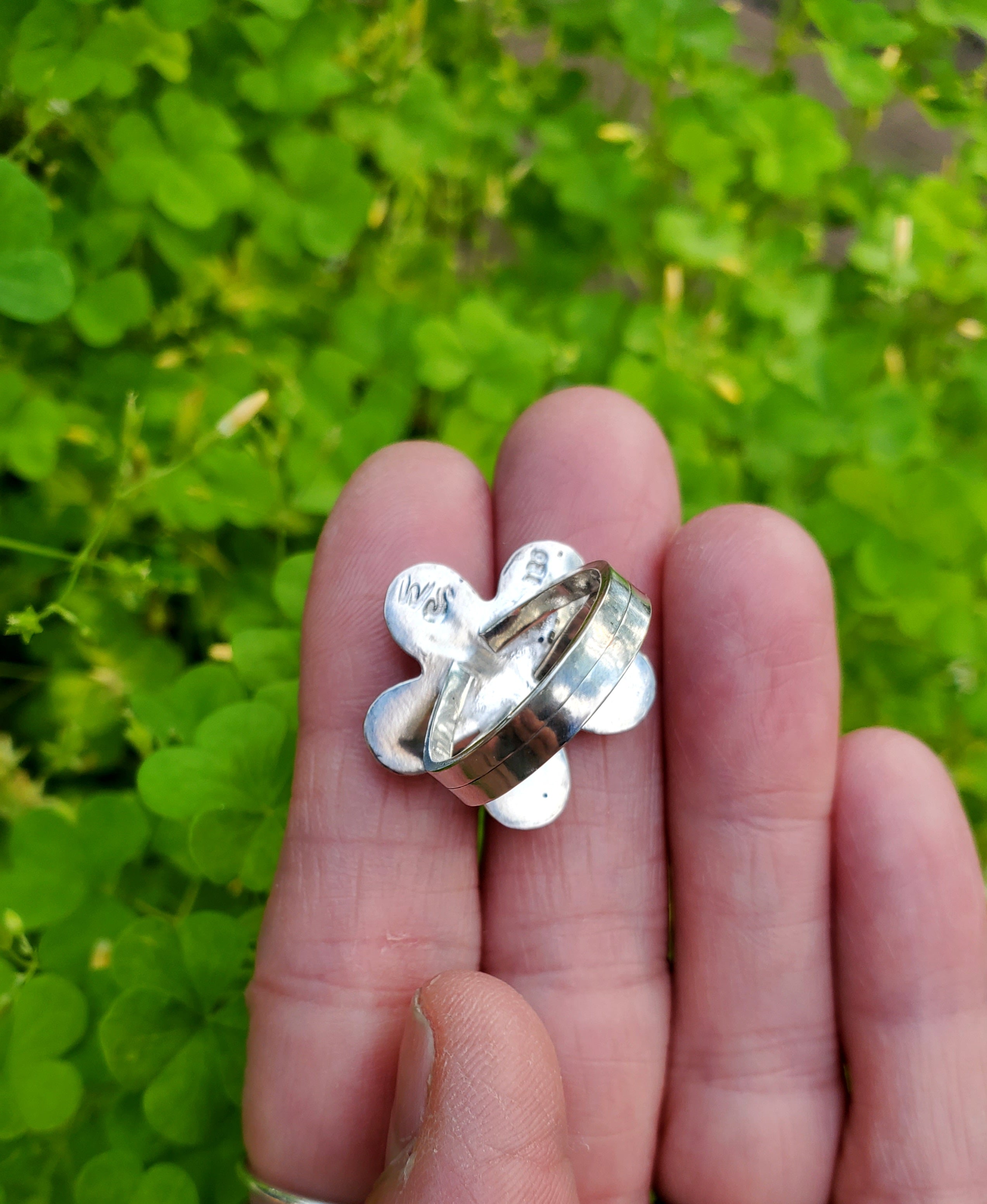 Golden Hills Turquoise Flower Ring in Solid Sterling Silver! Size 7.25
