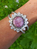 Phosphosiderite Flower Bloom Cuff in Solid Sterling Silver