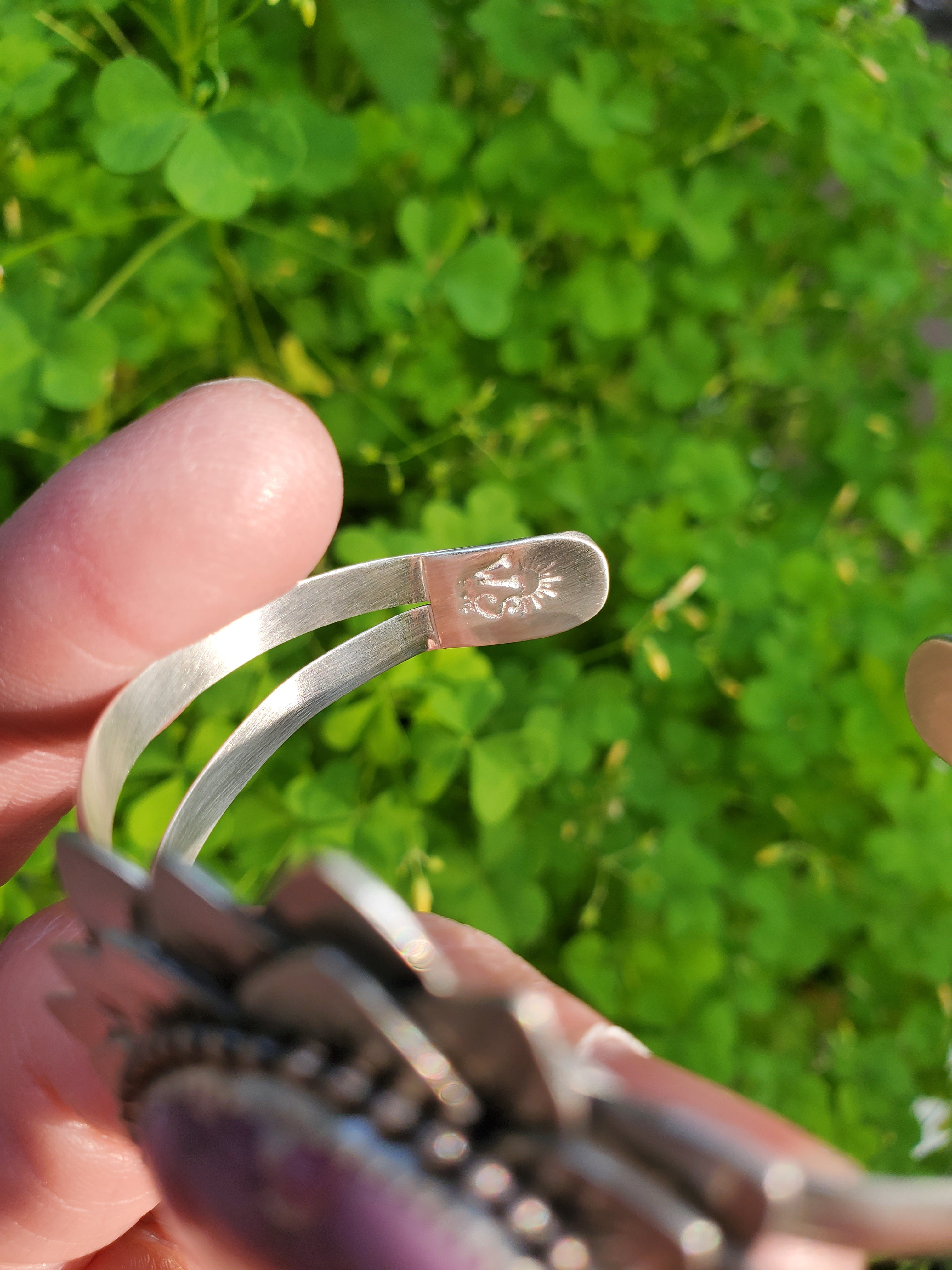 Phosphosiderite Flower Bloom Cuff in Solid Sterling Silver