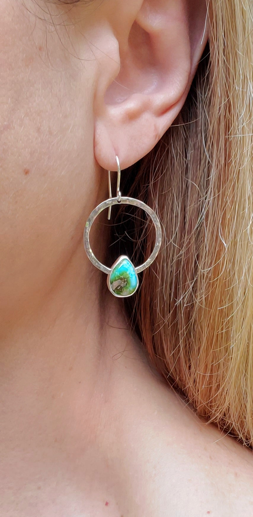 Sonoran Gold Hoop Dangle Teardrops Earrings in Solid Sterling Silver