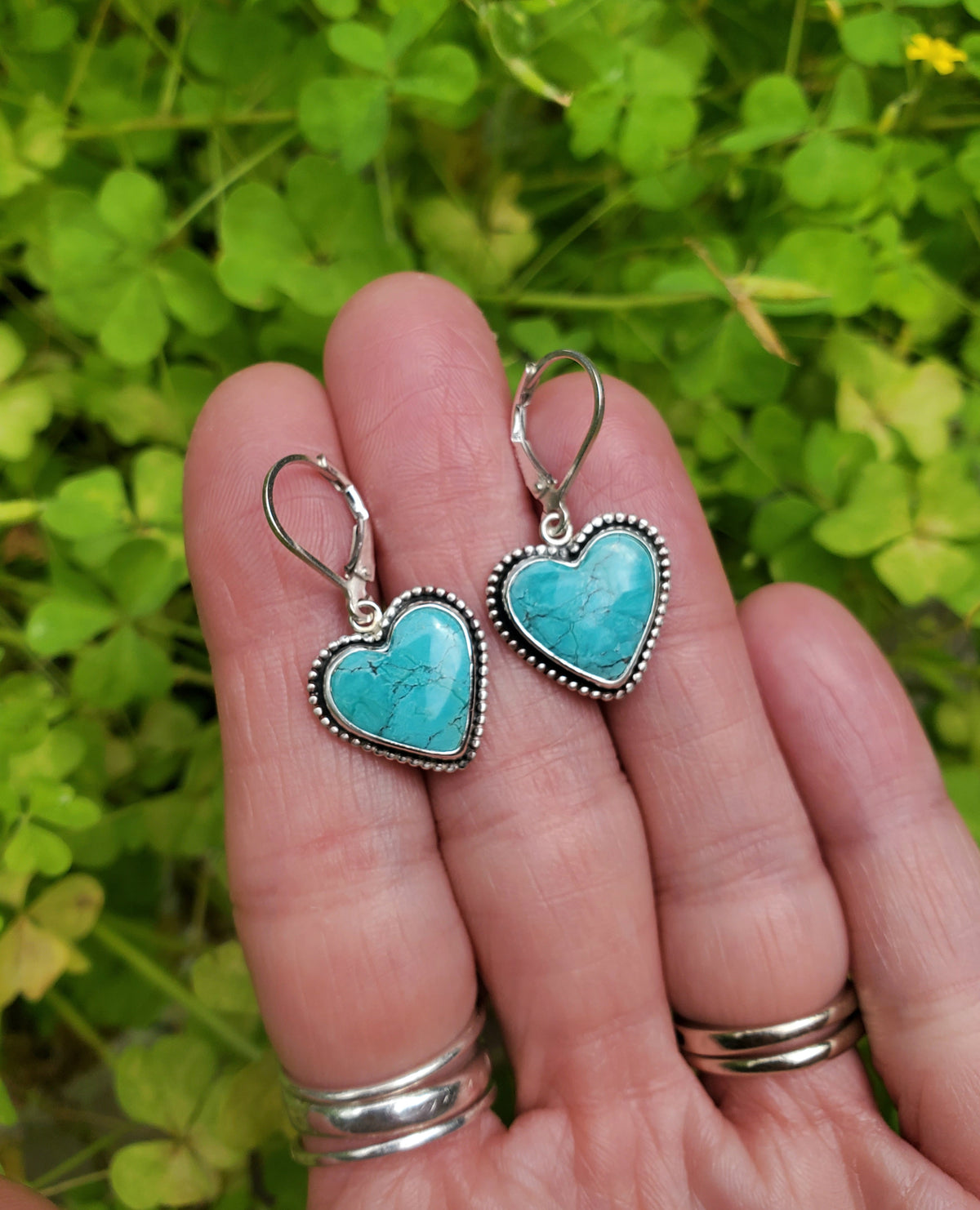 Royston Turquoise Heart Earrings in Solid Sterling Silver