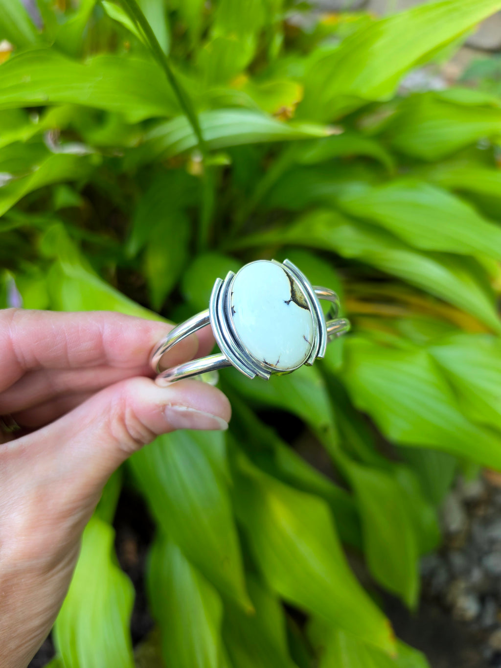 Aloe Variscite Statement Cuff in Solid Sterling Silver