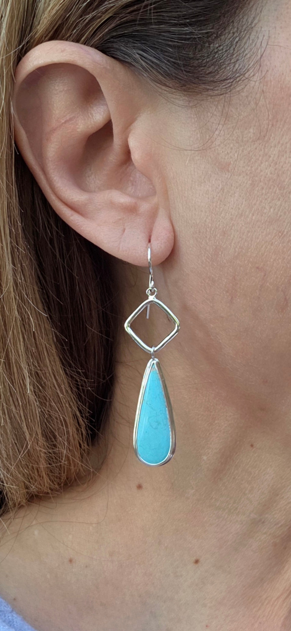 Dry Creek Turquoise Teardrop Earrings in Solid Sterling Silver