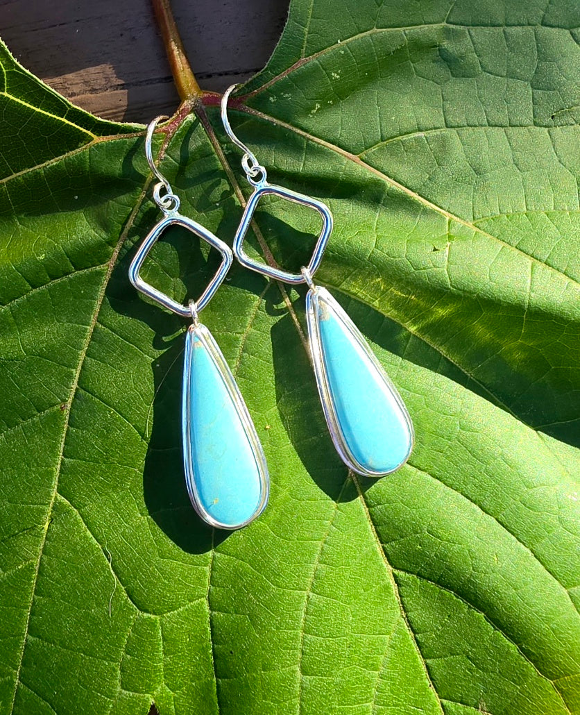 Dry Creek Turquoise Teardrop Earrings in Solid Sterling Silver
