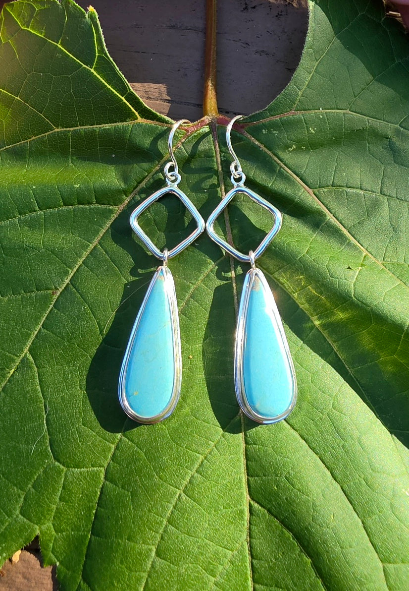 Dry Creek Turquoise Teardrop Earrings in Solid Sterling Silver