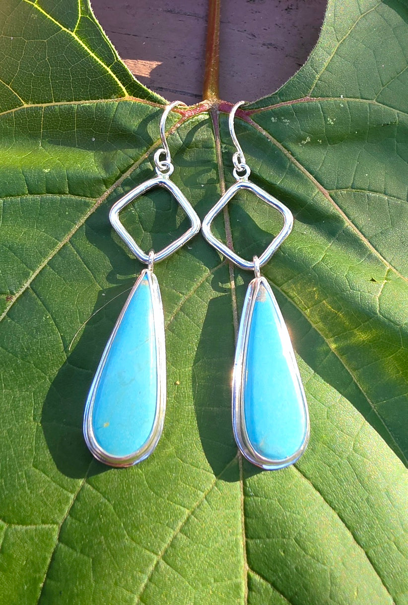 Dry Creek Turquoise Teardrop Earrings in Solid Sterling Silver