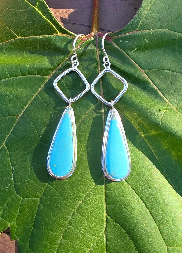 Dry Creek Turquoise Teardrop Earrings in Solid Sterling Silver