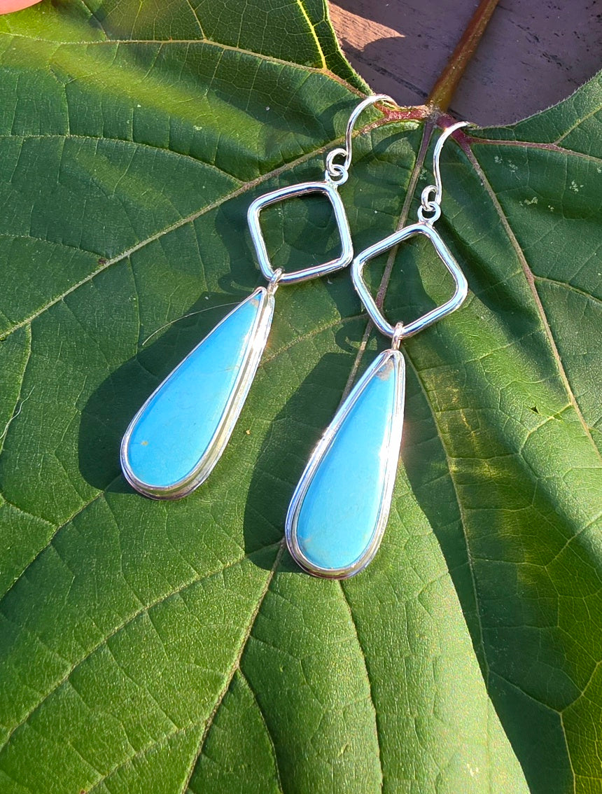 Dry Creek Turquoise Teardrop Earrings in Solid Sterling Silver