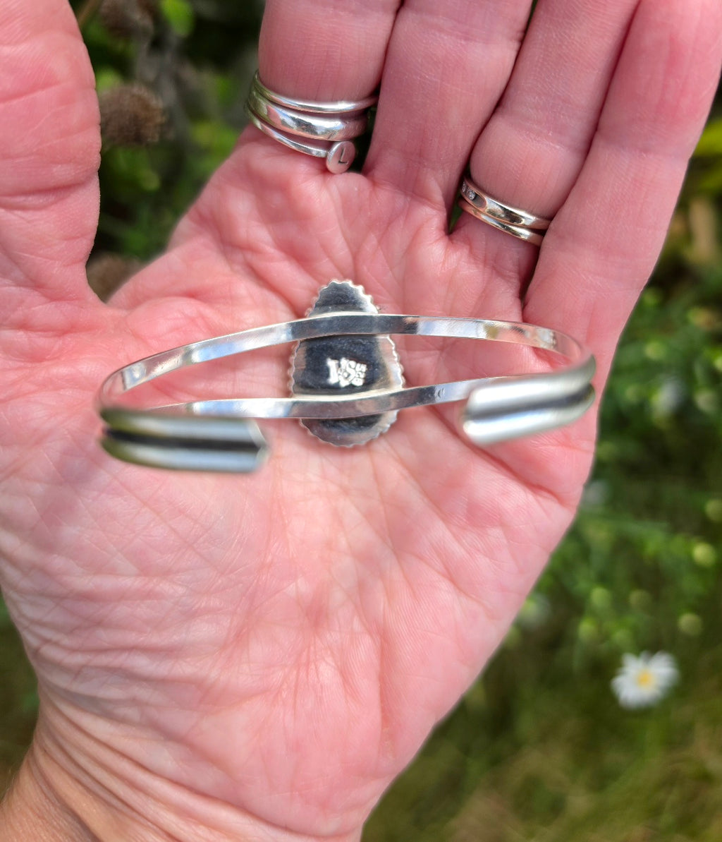 Black Jack Turquoise Cuff Bracelet in Solid Sterling Silver