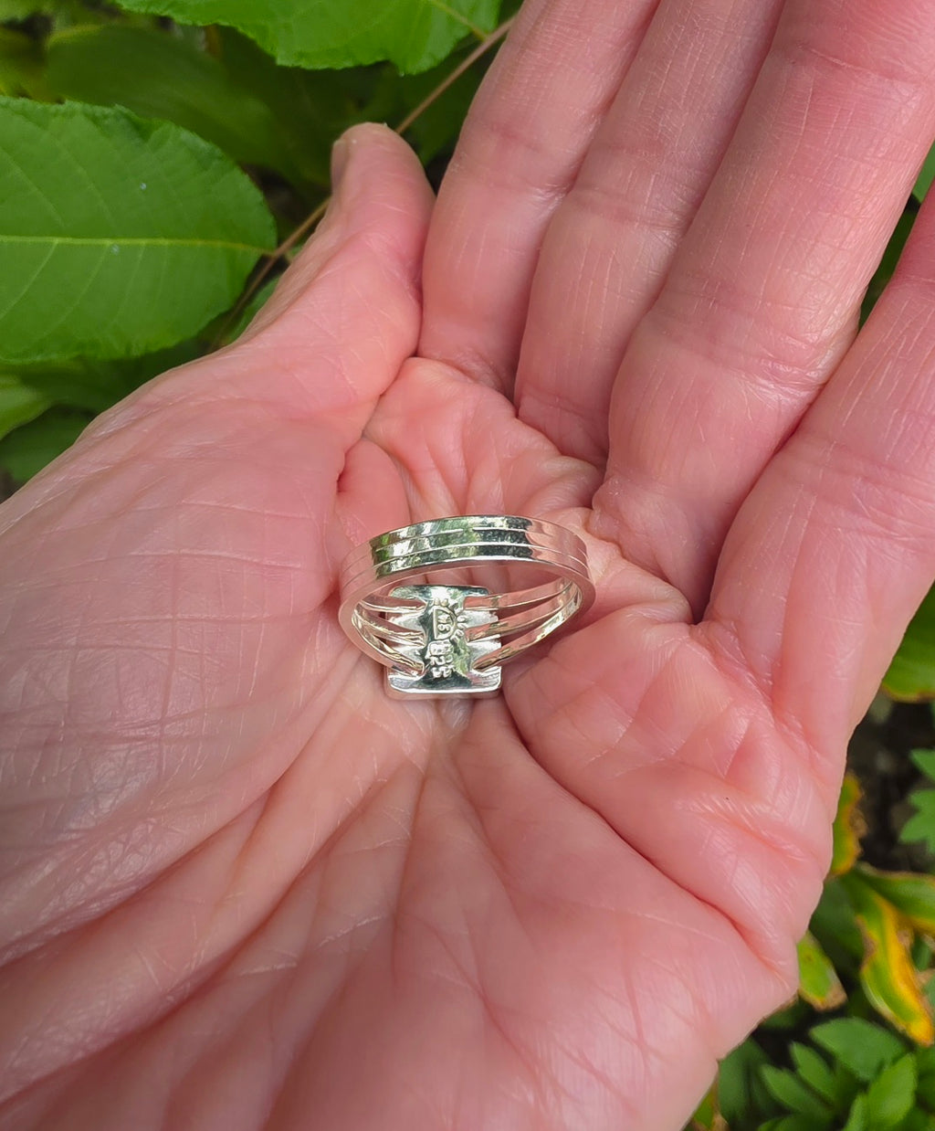 Golden Hills Turquoise Square Ring Triple Split Shank in Solid Sterling Silver. Size 9