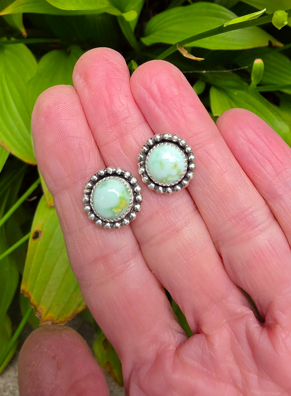 Palomino Variscite Stud Earrings in Solid Sterling Silver