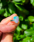 Australian Opal Triangular Statement Ring In Solid Sterling Silver. Size 6.75