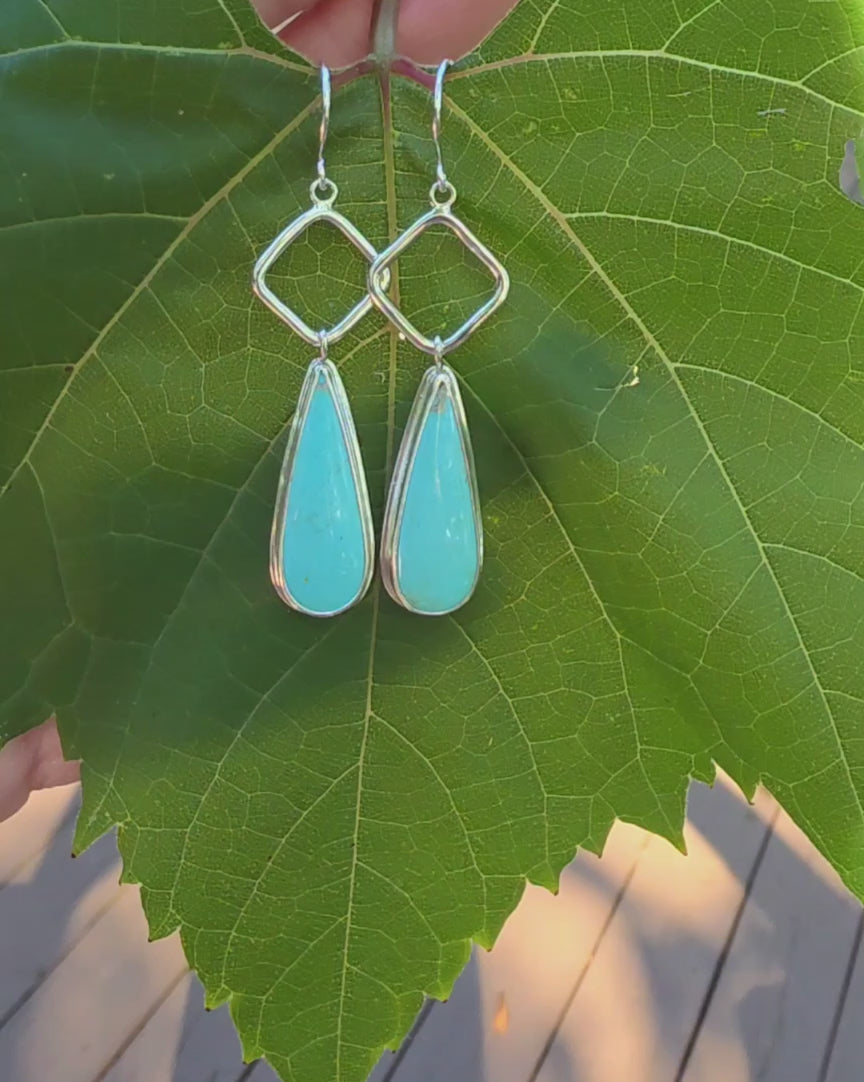 Dry Creek Turquoise Teardrop Earrings in Solid Sterling Silver