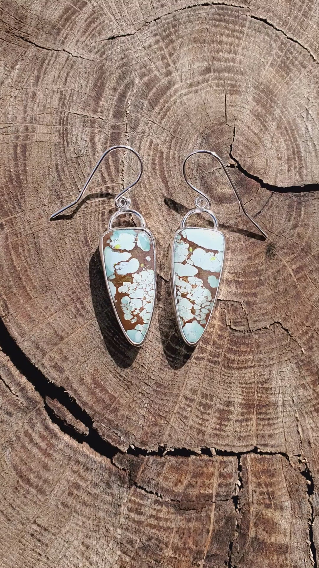 Gobi Desert Turquoise Dangle Drop Earrings in Solid Sterling Silver
