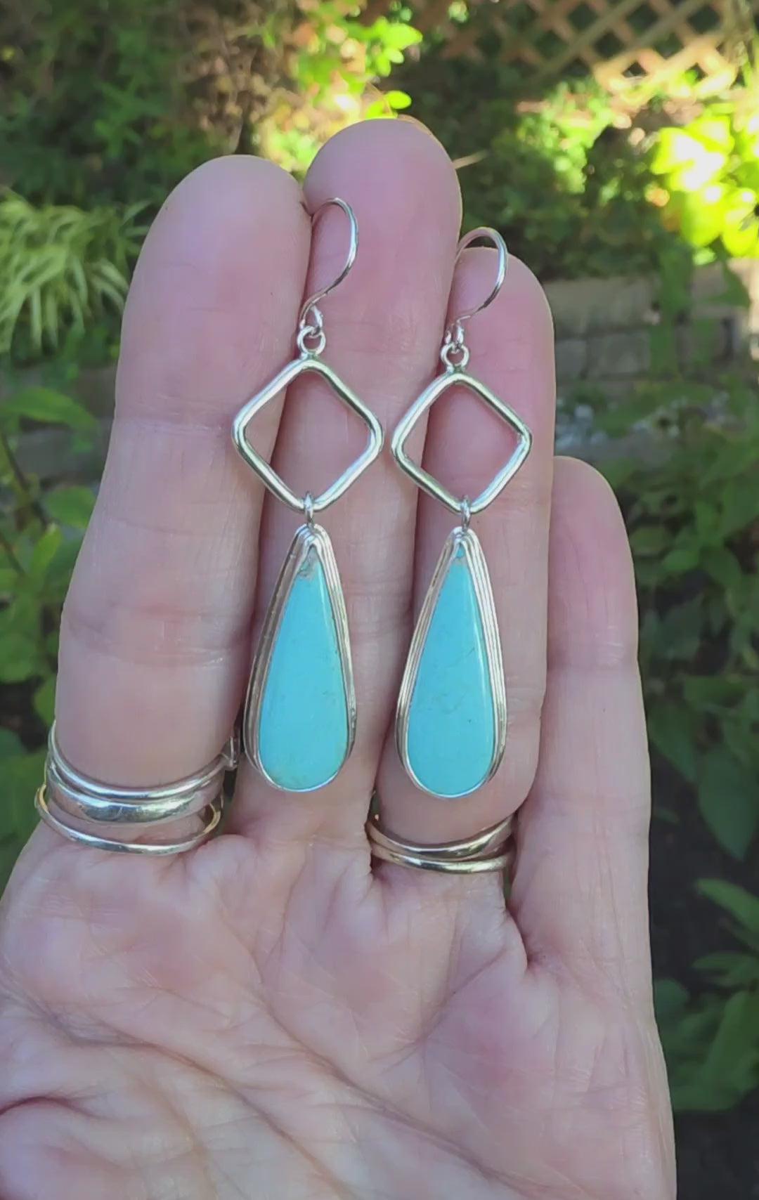 Dry Creek Turquoise Teardrop Earrings in Solid Sterling Silver