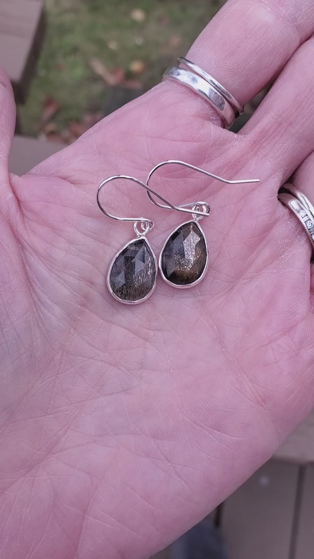 African Moonstone Dangle Drop Earrings in Sterling Silver