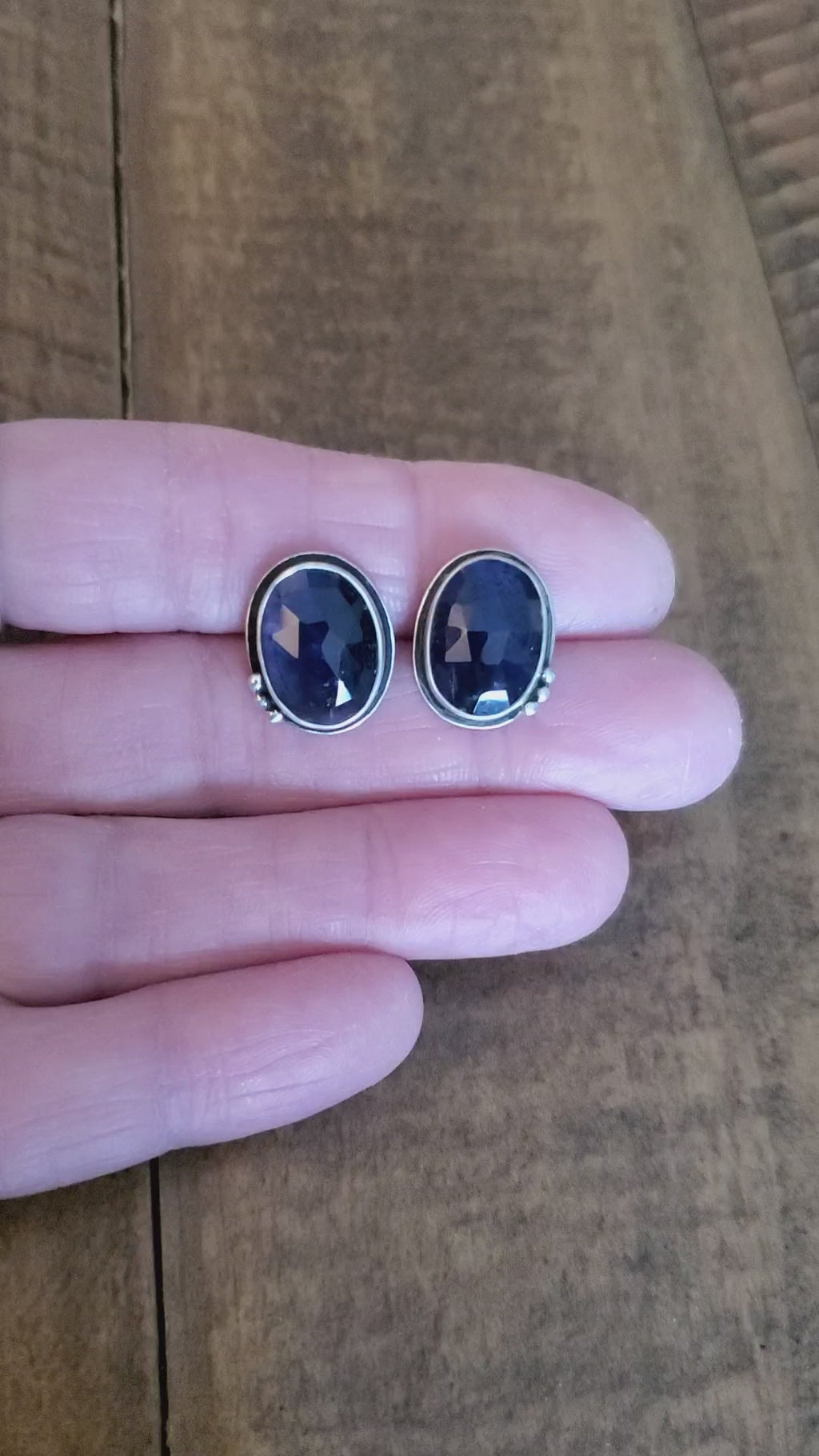 Purple iolite Stud Earrings in Solid Sterling Silver!
