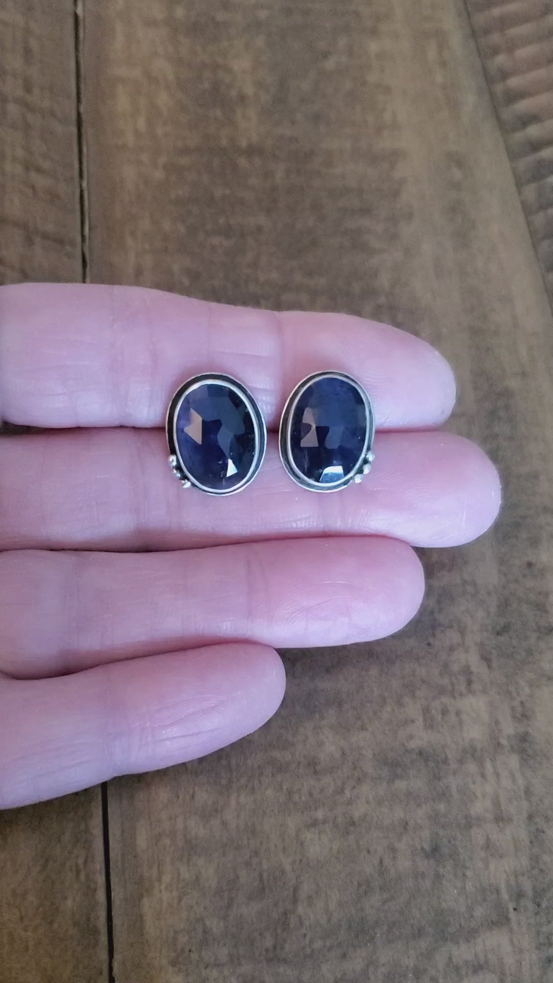 Purple iolite Stud Earrings in Solid Sterling Silver!