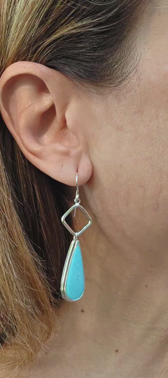 Dry Creek Turquoise Teardrop Earrings in Solid Sterling Silver