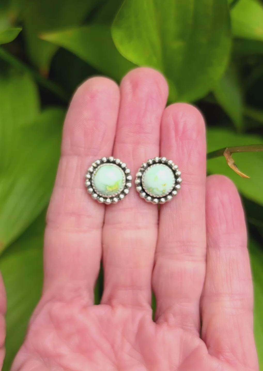 Palomino Variscite Stud Earrings in Solid Sterling Silver