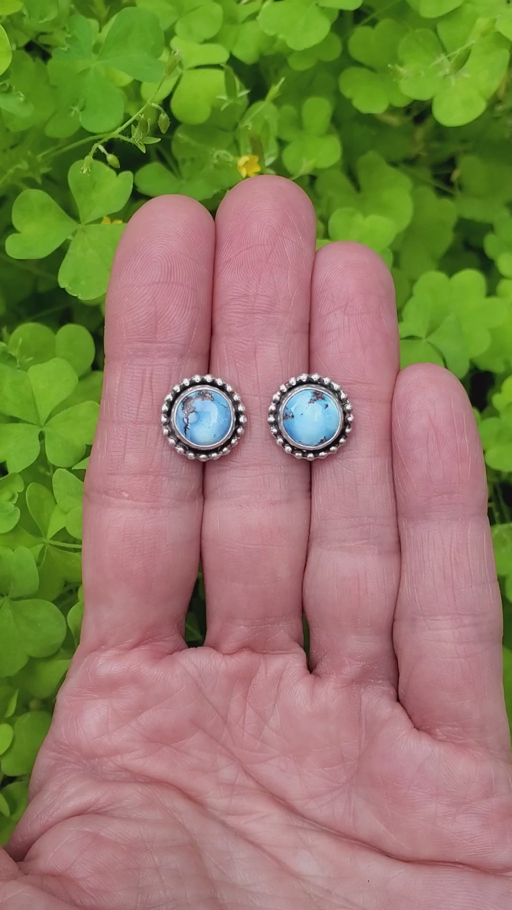 Golden Hills Turquoise Stud Earrings in Solid Sterling Silver